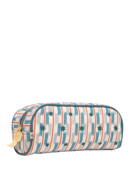 Papier Cross Stitch Pencil Case, Blue, Blue
