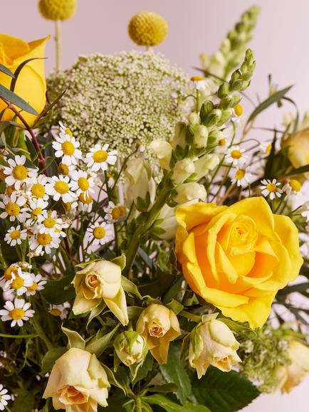 John Lewis Country Yellow Mixed Hand Tied Bouquet & Vase - view 2, Blue Royal