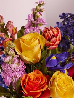 John Lewis Spring Burst Hand Tied Bouquet, Vase & Chocolates - view 2, Blue Royal