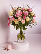 John Lewis Pastel Roses Hand Tied Bouquet & Chocolates (Delivery on 14 February)