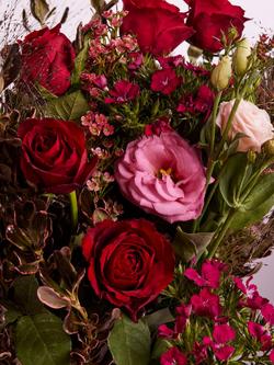 John Lewis Red & Pink Mixed Hand Tied Bouquet, Vase & Chocolates (Delivery on 14 February) - view 2, Blue Royal