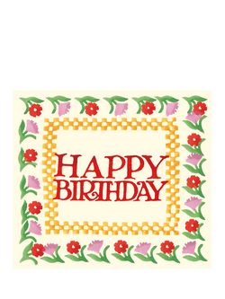 Emma Bridgewater Flowers and Checkerboard Birthday Card, Multi