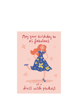 Running With Scissors Dress with Pockets Birthday Card, Multi