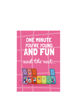 Running With Scissors Weekly Pill Sorter Blank Greeting Card, Multi