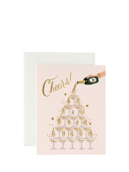Rifle Paper Co. Champagne Tower Cheers Wedding Card, Multi