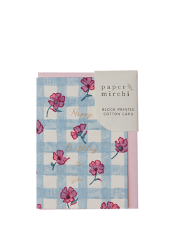 Paper Mirchi Gingham Pink Sorbet Birthday Card, Multi