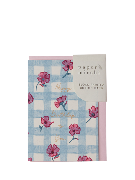 Paper Mirchi Gingham Pink Sorbet Birthday Card, Multi