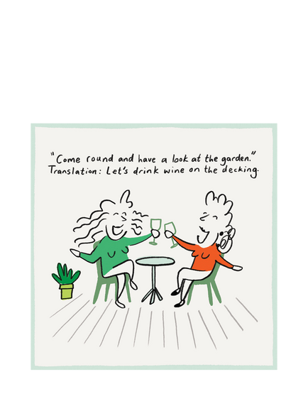 Paperlink Wine on the Decking Blank Greeting Card, Multi