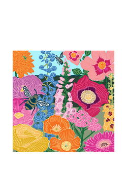 Art File Bees & Hollihocks Blank Greeting Card, Multi