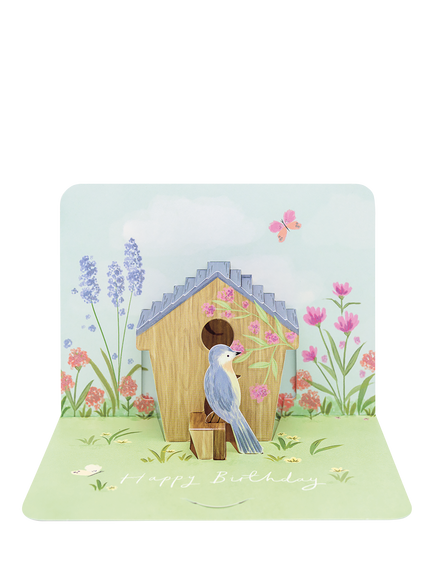 Art File Bird House Pop Up Birthday Card, Multi