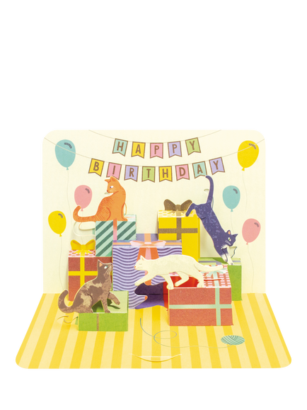 Art File Cats & Presents Pop Up Card, Multi