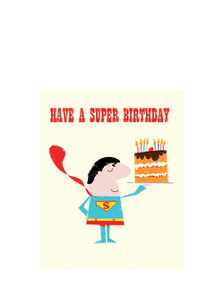 Art File Superman with Cake Birthday Card, Multi