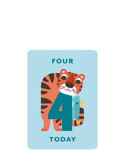 Art File Tiger & Bird 4th Birthday Card, Multi
