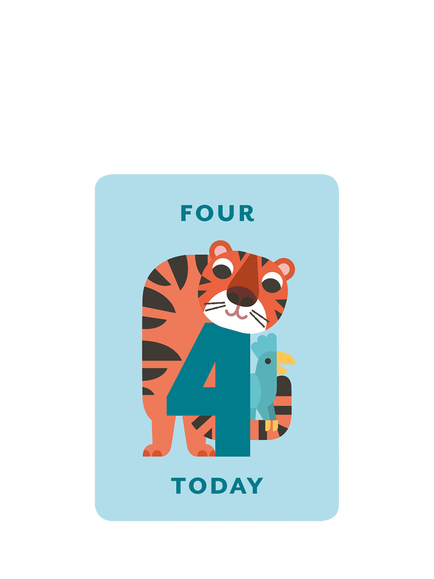 Art File Tiger & Bird 4th Birthday Card, Multi