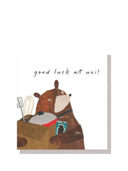 Caroline Gardner Bear With Beans In Box Blank Greeting Card, Multi