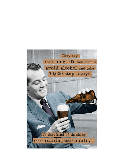 Pigment Long Life Avoid Alcohol Birthday Card, Multi