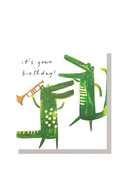 Caroline Gardner Crocodiles With Trumpet Birthday Card, Multi