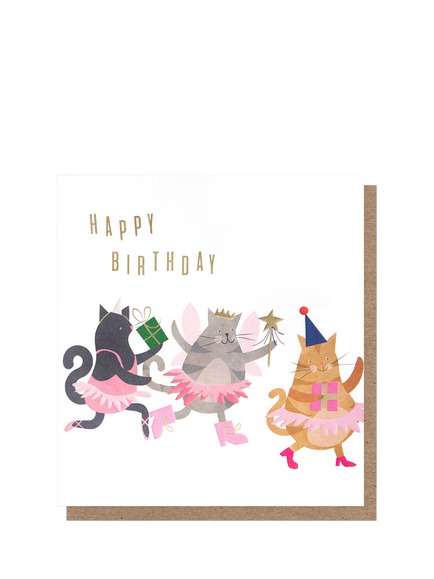 Caroline Gardner Fairy Ballerina Cats Birthday Card, Multi
