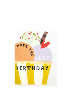 Caroline Gardner Ice Cream Stripey Cup Birthday Card, Multi