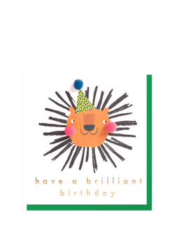 Caroline Gardner Lion With Party Hat Birthday Card, Multi