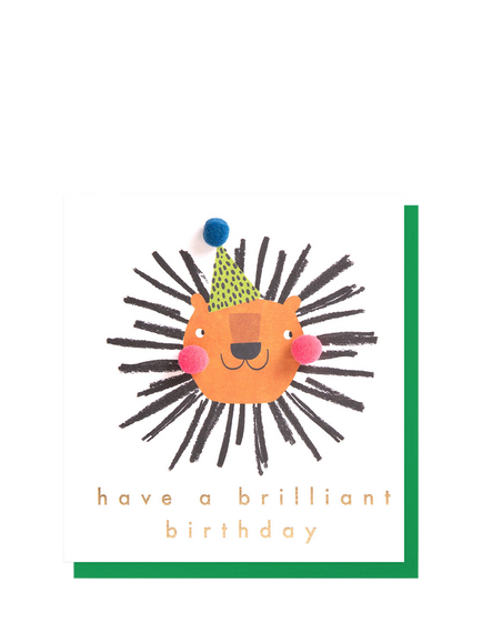 Caroline Gardner Lion With Party Hat Birthday Card, Multi