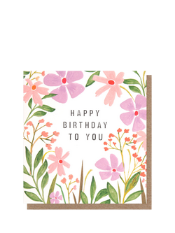 Caroline Gardner Floral Frame Birthday Card, Multi