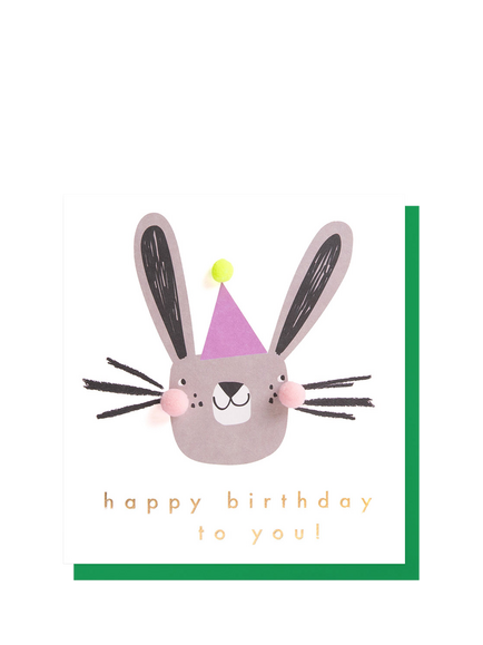 Caroline Gardner Rabbit In Party Hat Birthday Card, Multi