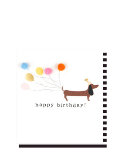 Caroline Gardner Sauage Dog Pom Poms Birthday Card, Multi