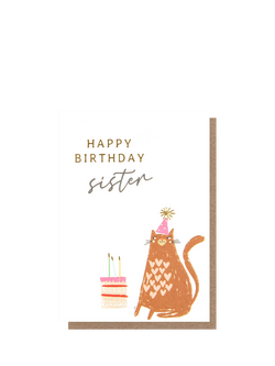 Caroline Gardner Cat With Cake Sister Card, Multi