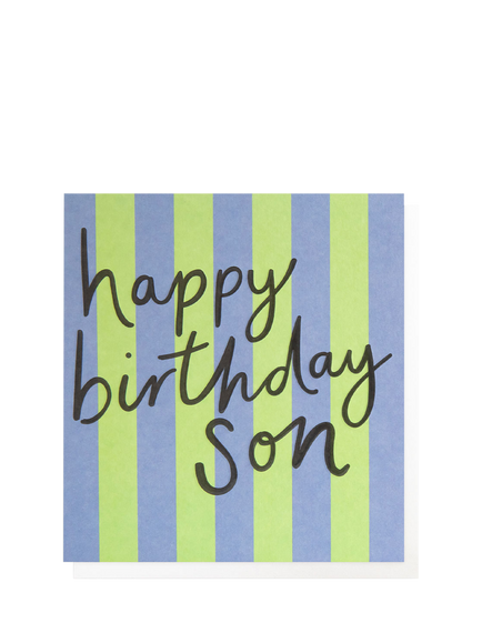 Caroline Gardner Blue & Green Stripe Son Birthday Card, Multi
