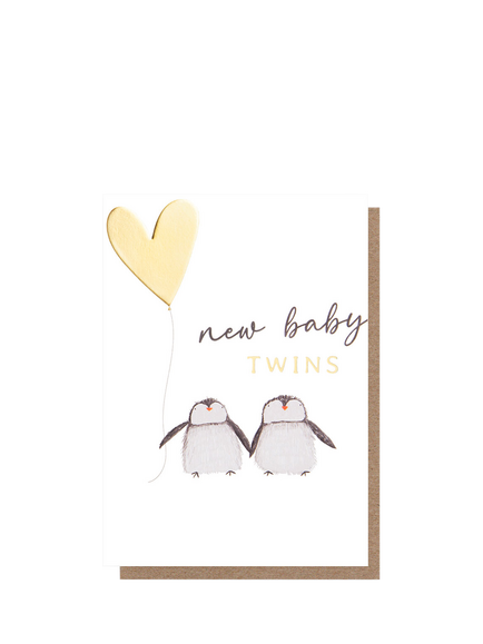 Caroline Gardner Penguins Twins New Baby Card, Multi