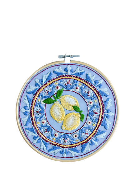MakeBox & Co Amalfi Lemons Plate Embroidery Kit, Multi