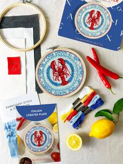 MakeBox & Co Lobster Plate Embroidery Kit - view 2, Multi