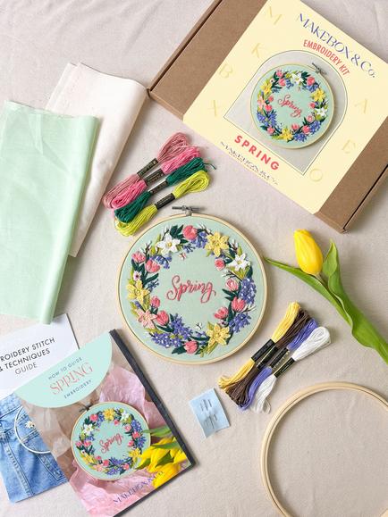 MakeBox & Co Spring Floral Embroidery Kit - view 2, Multi