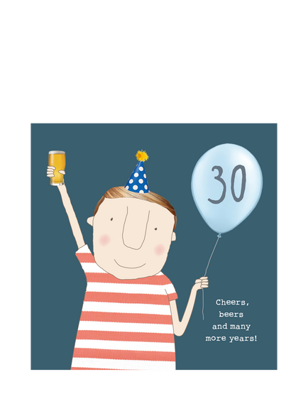 Rosie Made A Thing Cheers & Beers 30th Birthday Card, Multi