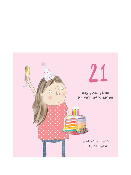 Rosie Made A Thing Bubbles and Cake 21st Birthday Card, Multi