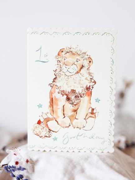 Sophie Amelia Creates Little Lion 1st Birthday Card, Multi