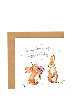 Louise Mulgrew Designs Bunnies Lovely Wife Birthday Card, Multi