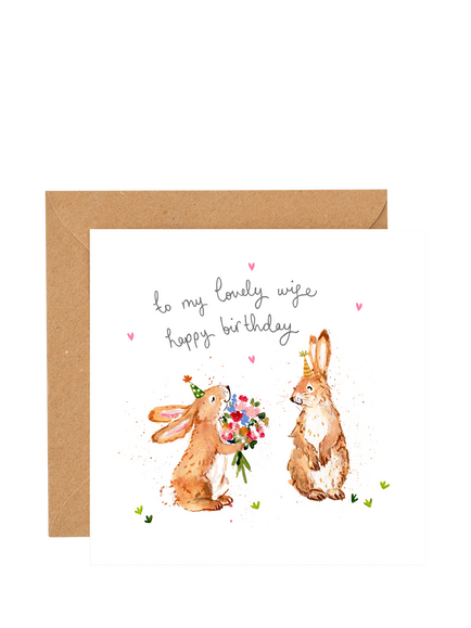 Louise Mulgrew Designs Bunnies Lovely Wife Birthday Card, Multi