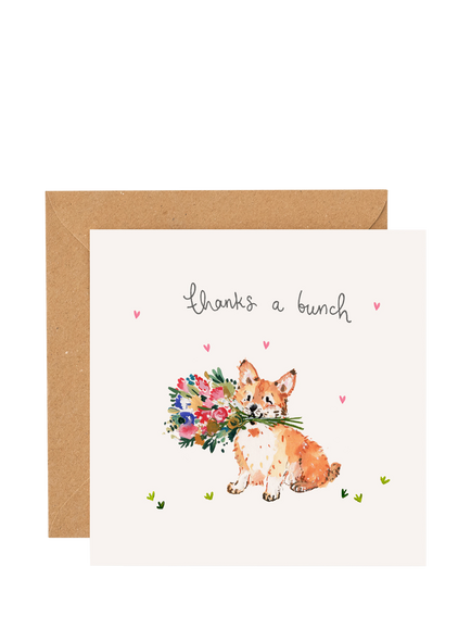 Louise Mulgrew Designs Corgi Thanks A Bunch Thank You Card, Multi
