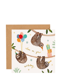 Louise Mulgrew Designs Sloths Relaxing Birthday Card, Multi