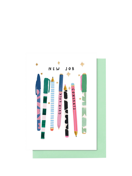 Stop the Clock Design Pens New Job Card, Multi