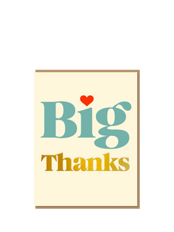 Nineteen Seventy Three Heart Big Thanks Thank You Card, Multi