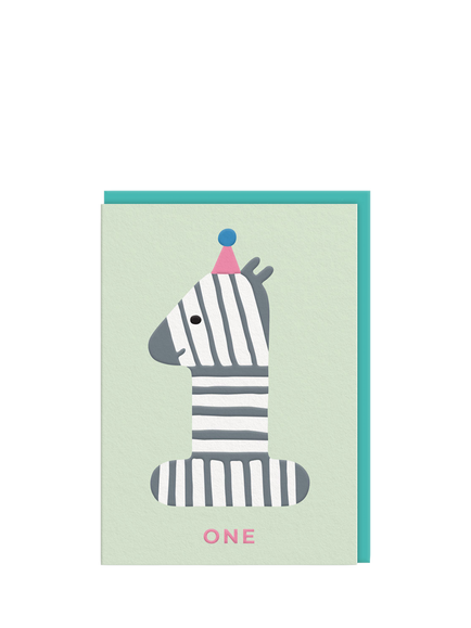 Ohh Deer Zebra 1st Birthday Card, Multi