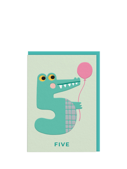 Ohh Deer Crocodile 5th Birthday Card, Multi