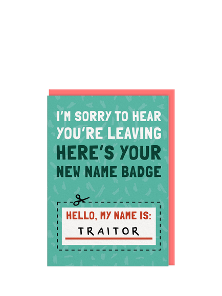 Ohh Deer My Name Is Traitor Leaving Card, Multi