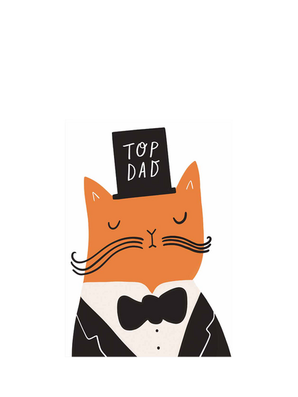 Kitty Kenda Cat With Top Hat Dad Birthday Card, Multi