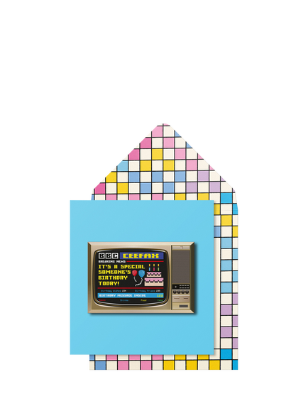 Tache Crafts BBC Ceefax Birthday Card, Multi