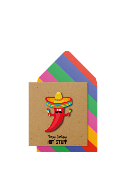 Tache Crafts Hot Stuff Chilli Birthday Card, Multi