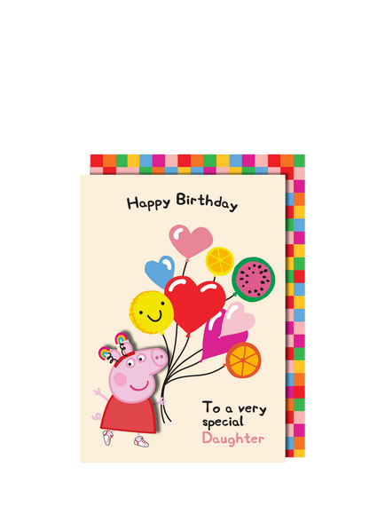 Tache Crafts Peppa Pig With Balloons Daughter Birthday Card, Multi